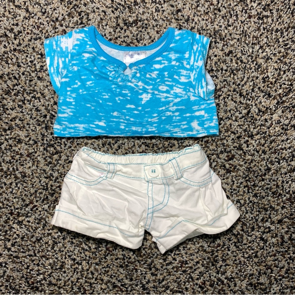 Build-A-Bear Workshop Blue and White Two Piece Outfit